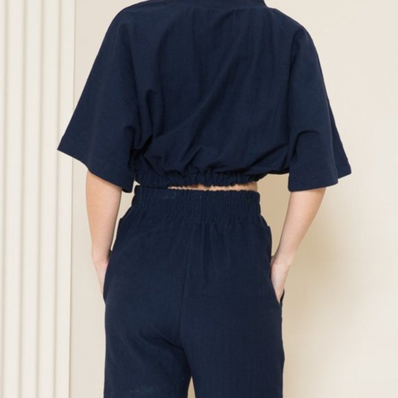 Navy Ribbed Short Set - Picture 2 of 6